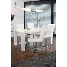 SalesFever Essgruppe, 5-tlg. bestehend aus 4 Drehstühlen und einem 180 x 90 cm | Bezug Kunstleder-Optik Weiß, Gestell | Tisch Weiß | 393390