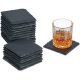 Relaxdays Untersetzer, 20er Set, eckige Glasuntersetzer, 10x10 cm, Raclette-& Getränkeuntersetzer, anthrazit