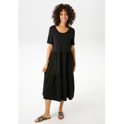 Sommerkleid ANISTON CASUAL, Damen, Gr. 42, N-Gr, schwarz, Single Jersey, Obermaterial: 95% Baumwolle, 5% Elasthan, unifarben, casual, wadenlang, Rundhals, Kurzarm, Kleider, in trendiger Farbpalette, Topseller