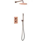 Aloni Unterputz Regendusche 25 cm Komplettset mit Wandbrausekopf Arm Kupfer Gebürstet