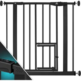Kesser Kidiz® Türschutzgitter Absperrgitter Treppengitter Kindergitter Mit Türe Für Hunde Und Katzen Haustier Ohne Bohren Erweiterbar Kombinierbar Schwarz / 74 - 87 Cm