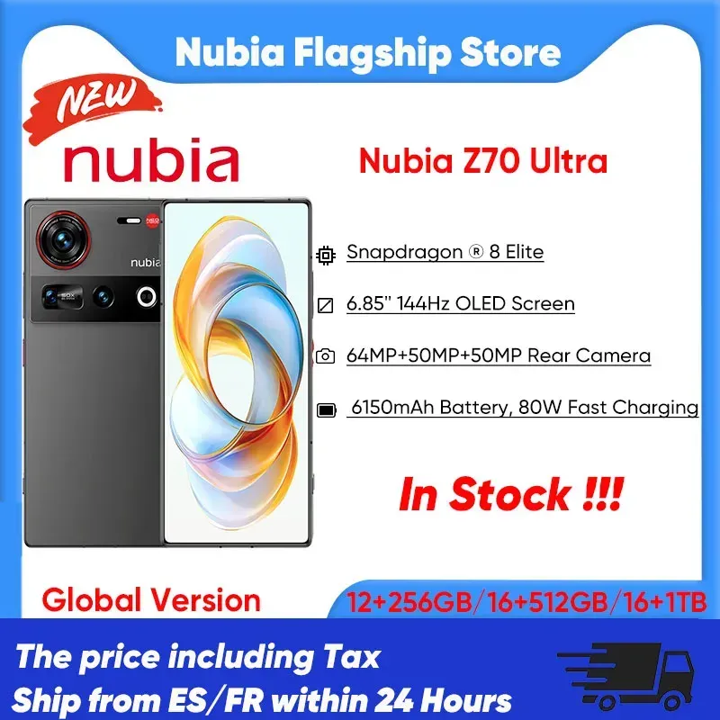 Nubia Z70 Ultra 5g Smartphone Snapdragon 8 Elite 6,85'' 144Hz Oled-Bildschirm 6150 Mah Akku 64 MP Kamera Android 15 NFC IP 68&69 Globale Version Telefon