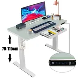 DOPWii Computertisch Elektrisch Höhenverstellbarer Schreibtisch mit Memory-Steuerung (Elektrisch höhenverstellbarer Tisch 120x60 cm), 5mm dicke Gehärtetem Glas Tischplatte (120×60cm) mit Kindersicherung 60 cm x 70 cm - 115 cm x 120 cm