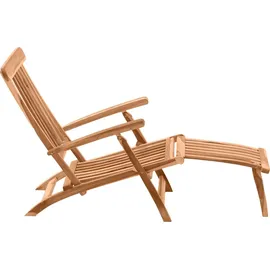 Möbilia Liegestuhl mit Fußstütze 4 Liegepositionen Teak natur | Natur