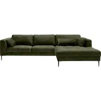 TRENDMANUFAKTUR Ecksofa Luzi, wahlweise mit Schlaffunktion und Bettkasten bestellbar, L-Form, Designsofa mit tollem Sitzkomfort, Metallfüße schwarz, Breite 280 cm grün