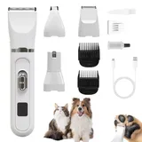 Profi Leise Hundeschermaschine für Hunde Katzen: 4 in 1 Elektrische Hunde Haarschneidemaschine Haustier Schermaschinen Set mit LED-Anzeige für Körper, Pfoten, Augen, Ohren, und Gesicht