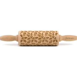 Teigroller FOLKROLL "3D-Motiv-Teigrolle", braun, L:23cm, Buchenholz, Teigroller, Stechpalme