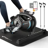 MERACH Pedaltrainer, Beintrainer für Zuhause, Mini Heimtrainer Senioren mit 2 Widerstandsbändern und Rutschfester Matte, Hometrainer Fitnessgerät für Zuhause Büro, Platzsparend