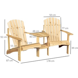 Outsunny Gartenbank mit Tisch und Schirmloch 178 x 87 x 92 cm