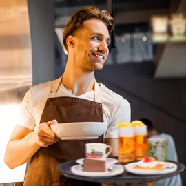 Relaxdays Serviertablett 5er Set, rutschfeste Oberfläche, rundes Kellnertablett, Getränke, Gastronomie, Ø 35 cm, schwarz