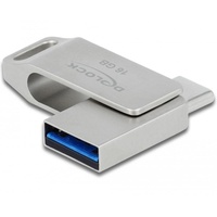 DeLOCK 54073 USB 3.2 Gen 1 USB-C + Typ-A Speicherstick 16 GB - Metallgehäuse, silber