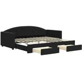 vidaXL Tagesbett Ausziehbar mit Schubladen Schwarz 90x200 cm Samt1898695