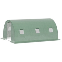 Outsunny Foliengewächshäus mit Fenster grün 450L x 300B x 200H cm