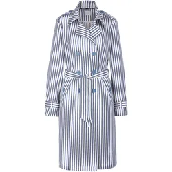Langmantel MADELEINE "Trenchcoat Trenchcoat mit Streifen", Damen, Gr. 36, weiß (wollweiß, rauchblau), Obermaterial: 100% Baumwolle CO., Modern, Mäntel