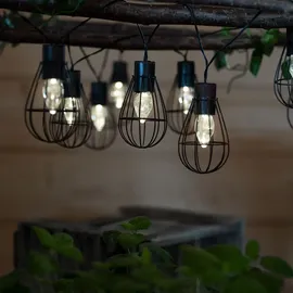 Nowa LEDs Solar Lichterkette Aussen Solarlampe Garten Dekoration Retro Stil, Metall rost, 20x LED warmweiß, l 200 cm