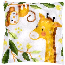 Kreuzstichkissen "Affe & Giraffe"