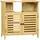 EUGAD Unterschrank für Badezimmer, Bambus, mit Lamellentüren, Verstellbares Regal, 60x60x30 cm