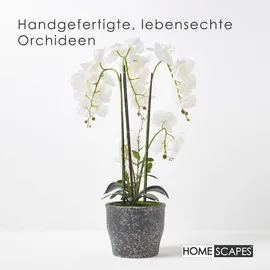 Homescapes Künstliche Weiße Phalaenopsis-orchidee im Dunkelgrauen Keramiktopf, 82 cm