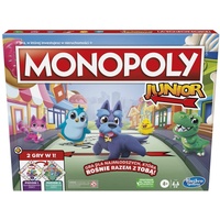 Monopoly Junior Brettspiel 2-seitiges Board, 2 Spiele in 1, Monopoly Spiel für jüngere Kinder, Kinderspiele, Junior Spiele (deutsche Version)