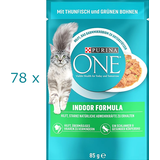 (EUR 10,44/kg) Purina ONE Indoor Formula mit Thunfisch in Sauce 78 Beutel x 85 g