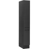 BASIC by Balculina "Turin", schwarz matt woodprint artisan eiche, schwarz matt, artisan eiche), B:30cm H:211cm T:57cm, Holzwerkstoff, Schränke, Vorratsschrank, Breite 30 cm, wahlweise in schwarz matt oder weiß matt