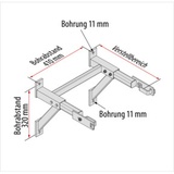 Hymer Wandkonsole verstellbar, Aluminium, Verstellbereich 650-800 mm