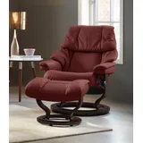 Stressless Stressless® »Reno«, (Set, Relaxsessel mit Hocker), mit Hocker, mit Classic Base, Größe S, M & L, Gestell Braun rot