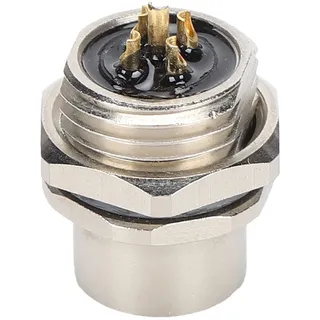 Einbausteckdose M12-b-s5 5 Poliger Stecker Einbausteckverbinder Vergoldetes Gehäuse IP67 Wasserdichtes Vernickeltes Messinggehäuse für Signalstecker und Elektronik