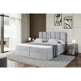 altdecor Boxspringbett mit Matratze und Topper, Polsterbett mit Bettkasten, Bett mit Stauraum H3-Matratze, Doppelbett, Springboxbett - BOXI1-180x200 - Grau Monolith 84