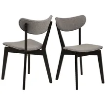 AC Design Furniture Roxanne Esszimmerstühle 2er Set, H: 79,5 x B: 45 x T: 55 cm, Grau/Schwarz, Stoff/Gummibaumholz, 2 Stk.
