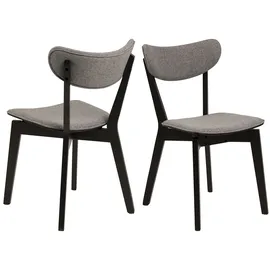 AC Design Furniture Roxanne Esszimmerstühle 2er Set, H: 79,5 x B: 45 x T: 55 cm, Grau/Schwarz, Stoff/Gummibaumholz, 2 Stk.