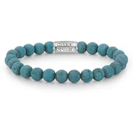 Rebel & Rose RR-80043-S Herren-Armband Edelstahl Matt Turquoise Delight 8 mm Größe 19 cm