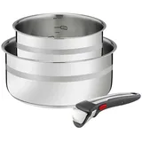 Tefal Ingenio G6, - 26.4x16.8x24.6 cm, abnehmbarer Griff, 2 Edelstahl-Töpfe, Induktion, ofenfest, platzsparend, Messmarken, L977S344
