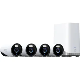 Eufy security eufyCam E330 Überwachungskamera für Außen, 4K, 24/7 Aufnahme, Netzstrombetrieben, veratärktes Wi-Fi, Gesichtserkennungs-KI, ohne monatliche Gebühren, 4 Kamera Set, inklusive HomeBase 3