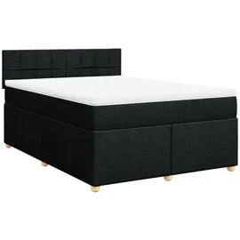 vidaXL Boxspringbett mit Matratze Schwarz 160x200 cm Stoff