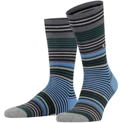 Burlington Herren Socken STRIPE - Streifenmuster, Schurwolle, One Size, 40-46 Schwarz/Blau