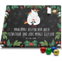 Mr. & Mrs. Panda Schoko Adventskalender Einhorn Traurig - Schwarz - Geschenk, Trauer, Schokoladen Adventskalender, Einhörner, Glitzer, Einhorn Dek... - Schwarz