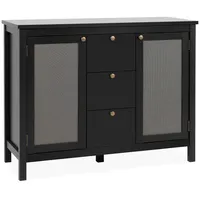 Finori Kommode Cordoba 01B, schwarz, Geflecht Nobel, ABS-Kante, Metallgriffe,