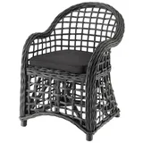 More2Home Rattanstuhl Rattan-Sessel NUSA, schwarz-washed, mit Kissen
