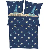 IBENA s.Oliver Satin Tiere Blau 140 x 200 cm + 70 x 90 cm
