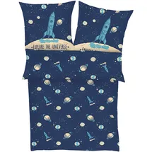 IBENA s.Oliver Satin Tiere Blau 140 x 200 cm + 70 x 90 cm