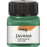 Kreul Javana Stoffmalfarbe für helle Stoffe, 20 ml Glas in dunkelgrün, geschmeidige Farbe auf Wasserbasis mit cremigem Charakter, dringt fasertief ein, waschecht nach Fixierung