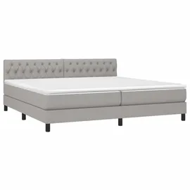 vidaXL Boxspringbett mit Matratze & LED Hellgrau 200x200 cm Stoff