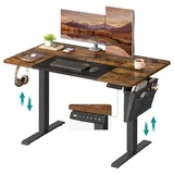Songmics elektrisch höhenverstellbarer Schreibtisch braun rechteckig, C-Fuß-Gestell schwarz 120,0 x 60,0 cm