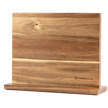 Hanseküche Messerblock magnetisch aus Akazienholz - Doppelseitiger Messerhalter ohne Messer mit Magnet aus Holz Messerbrett beidseitig, Knife Holder, Holz - mit Magnetleiste (Holzboden)