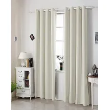 Woltu Gardinen mit Ösen, Verdunklungsvorhang für Wohnzimmer, Schlafzimmer, Blickdicht, gegen Kälte und Hitze, 250g/m2 Dicke, 135 x 225 cm, Beige