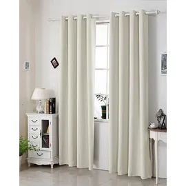 Woltu Gardinen mit Ösen, Verdunklungsvorhang für Wohnzimmer, Schlafzimmer, Blickdicht, gegen Kälte und Hitze, 250g/m2 Dicke, 135 x 225 cm, Beige