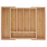 Relaxdays Besteckkasten Bambus ausziehbar 31-48 x 37 cm Braun