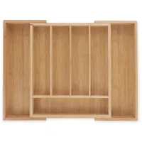Relaxdays Besteckkasten Bambus ausziehbar 31-48 x 37 cm Braun