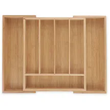 Relaxdays Besteckkasten Bambus ausziehbar 31-48 x 37 cm Braun